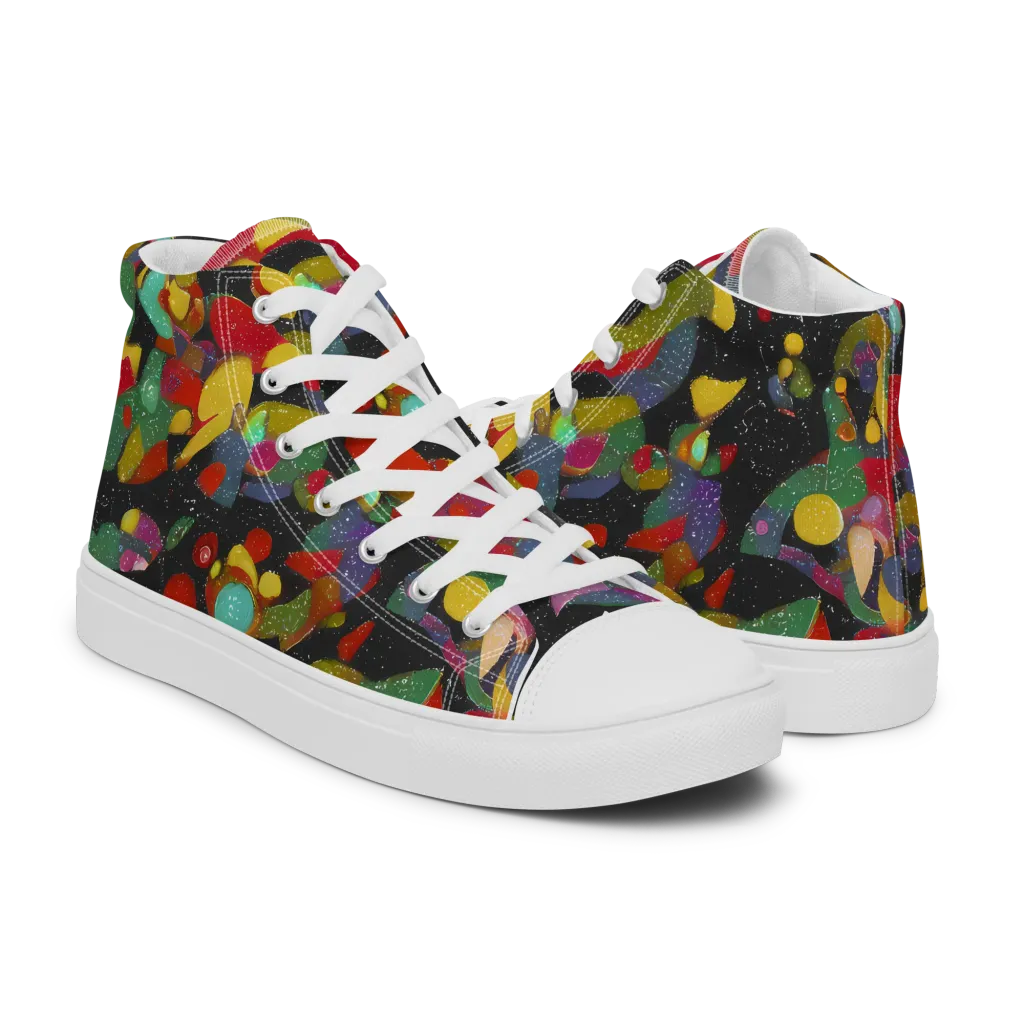 Afterdark Mosaic on Men's High Top Canvas Shoes — Right