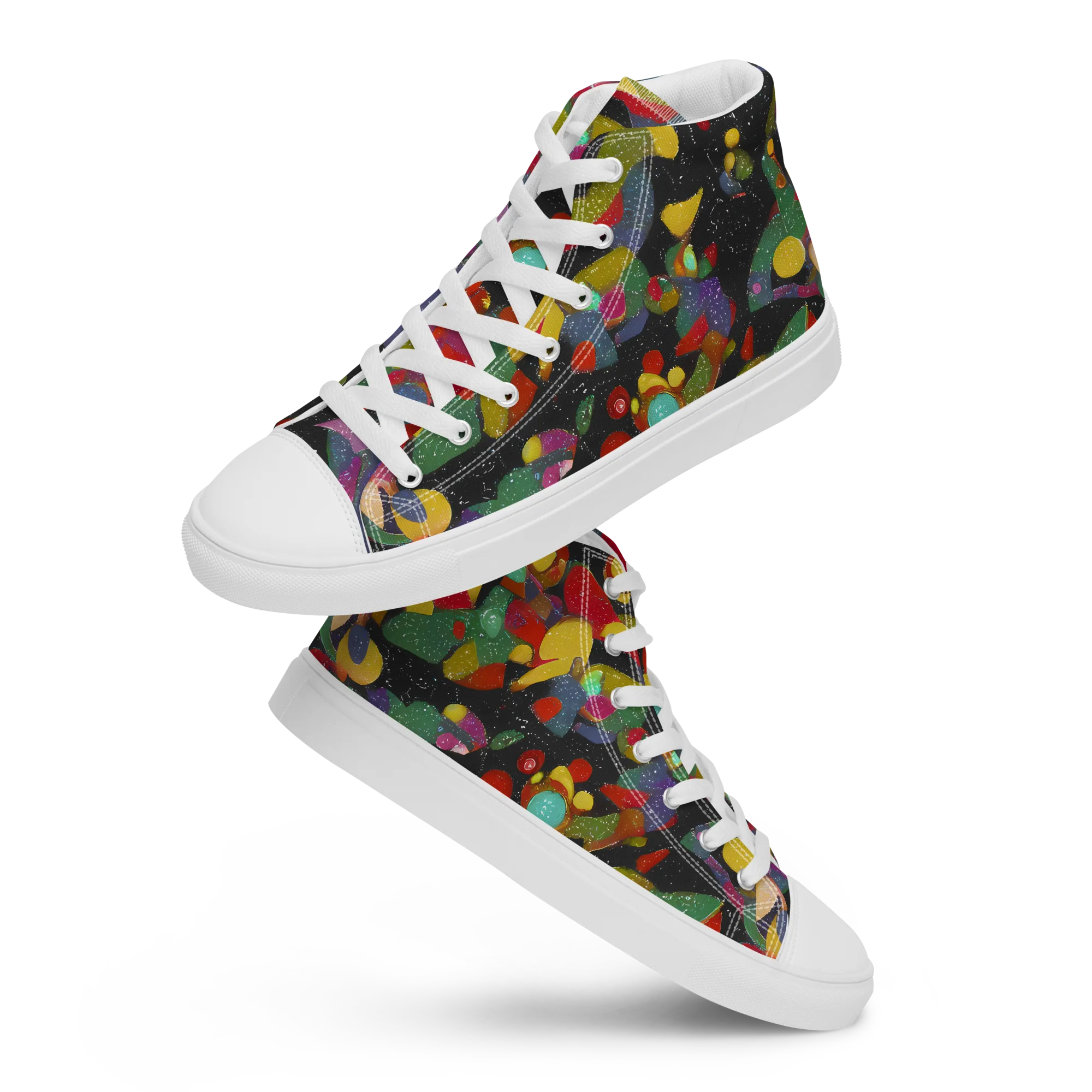 Afterdark Mosaic on Men's High Top Canvas Shoes — Front