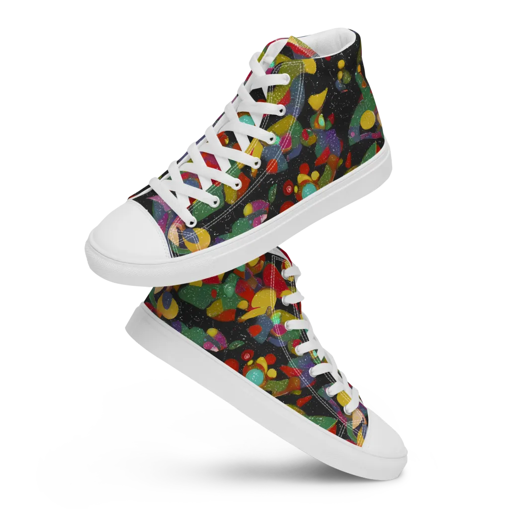 Afterdark Mosaic on Men's High Top Canvas Shoes — Front