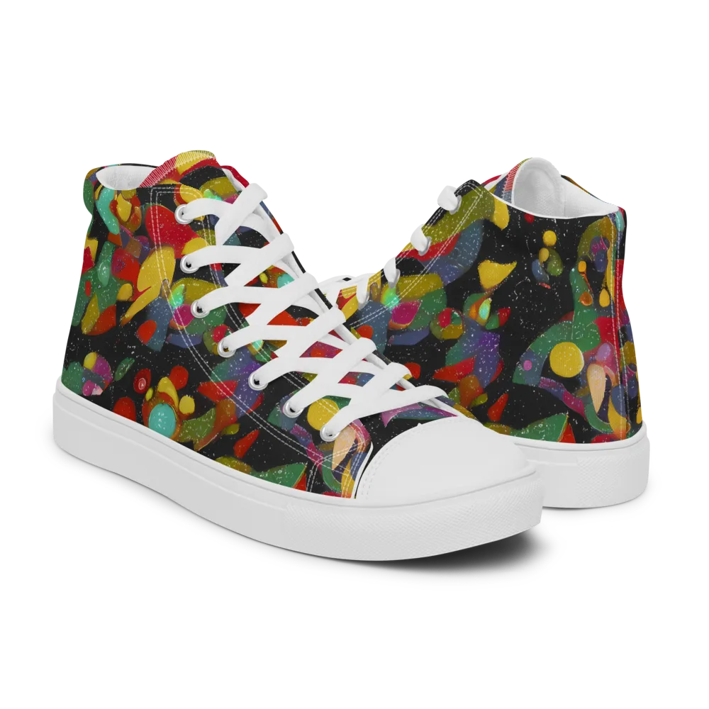 Afterdark Mosaic on Women's High Top Canvas Shoes — Right