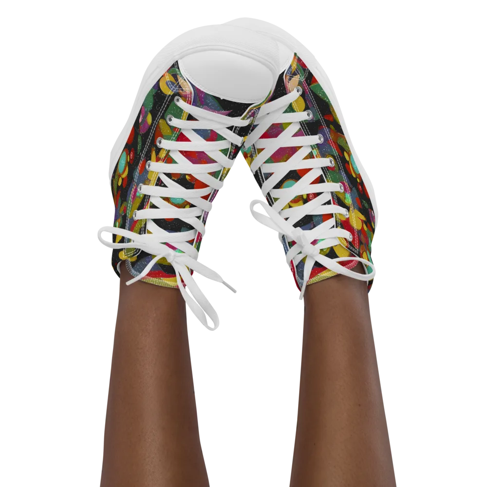 Afterdark Mosaic on Women's High Top Canvas Shoes — Front