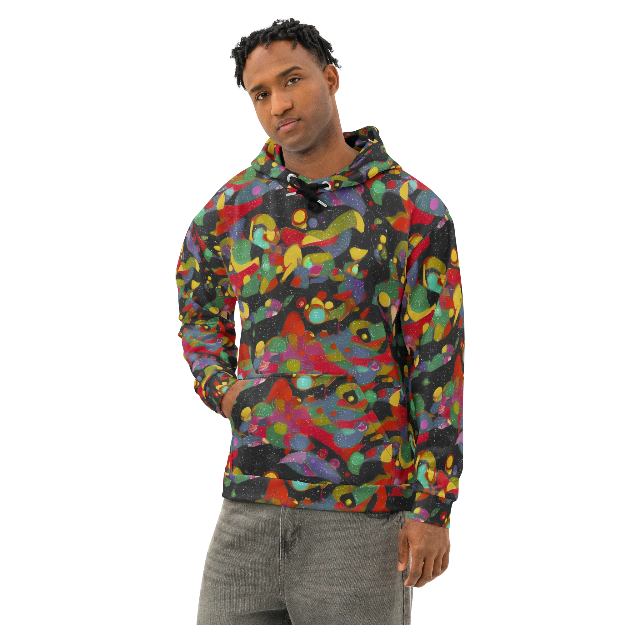 Afterdark Mosaic on Cotton Hoodie — Left Front
