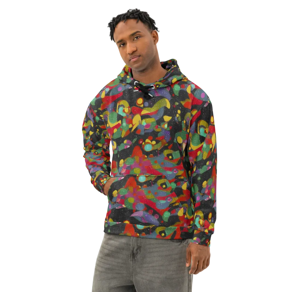 Afterdark Mosaic on Cotton Hoodie — Left Front