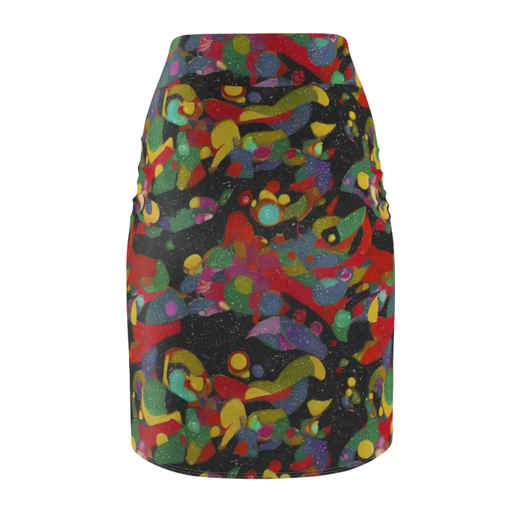 Afterdark Mosaic on Pencil Skirt — Back