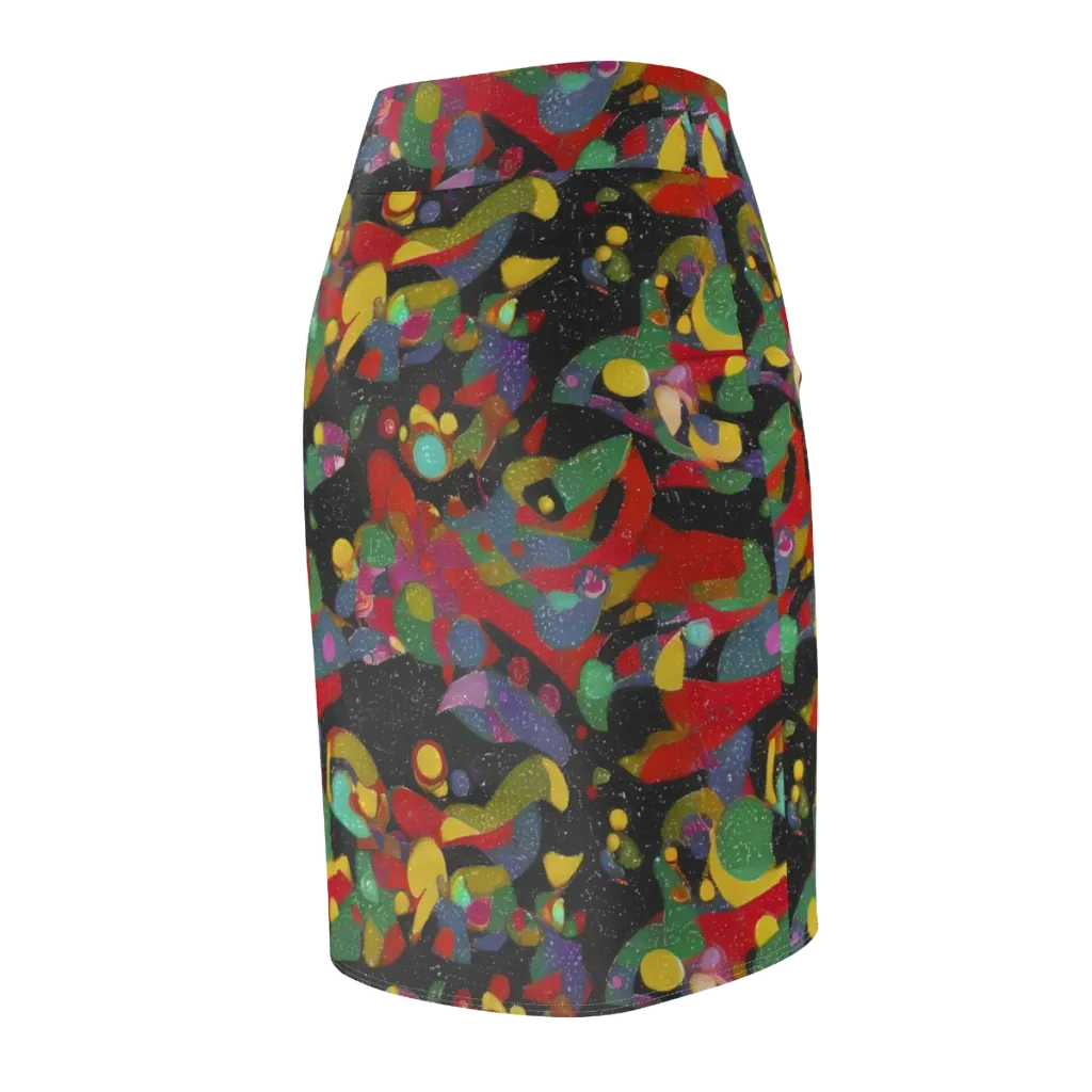 Afterdark Mosaic on Pencil Skirt — Back Side