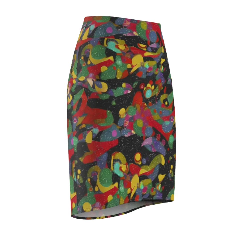 Afterdark Mosaic on Pencil Skirt — Front Side