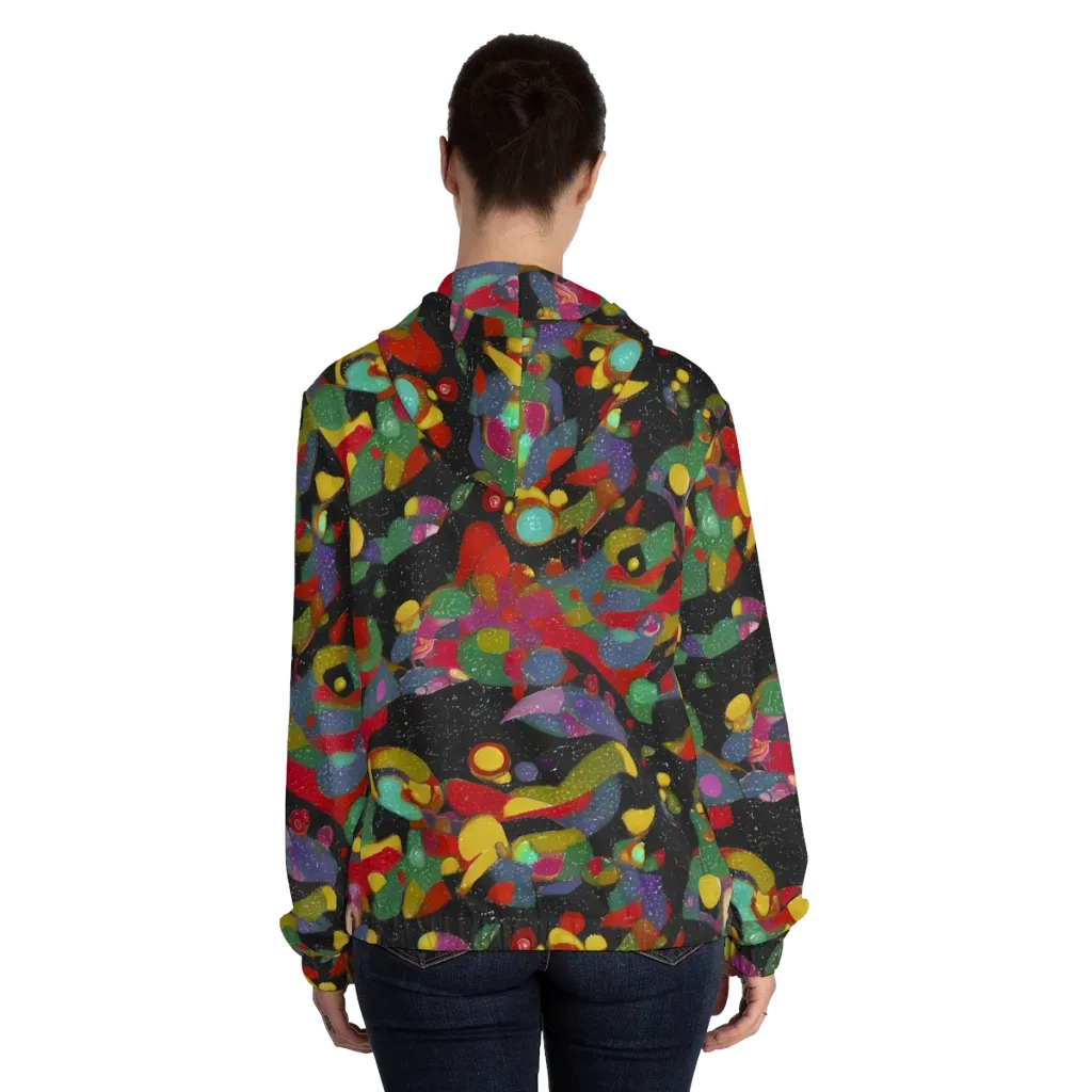 Afterdark Mosaic on Women's Full-Zip Hoodie — Back On Person