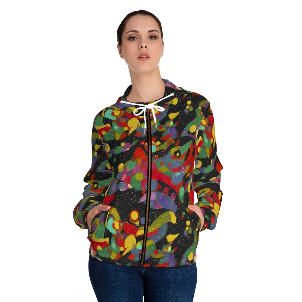 Afterdark Mosaic on Women's Full-Zip Hoodie — Front On Person