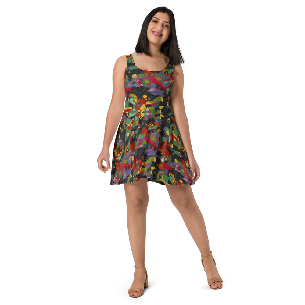 Afterdark Mosaic on Skater Dress — Front