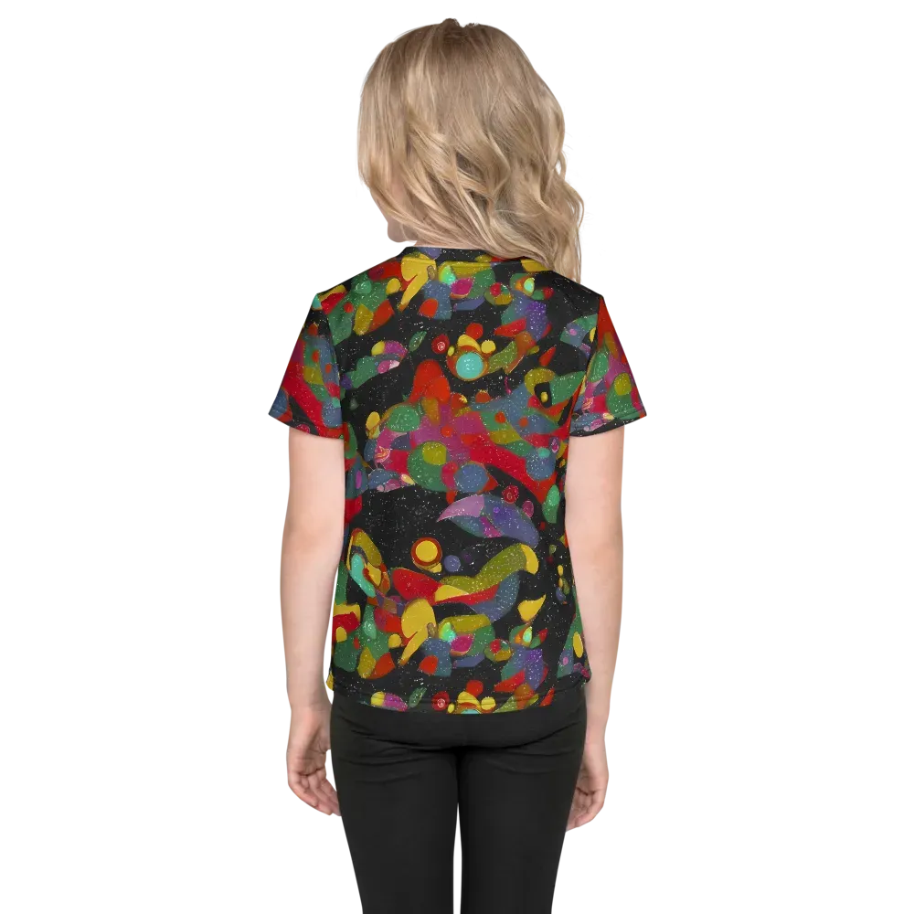 Afterdark Mosaic on Kids Crew Neck T-Shirt — Back