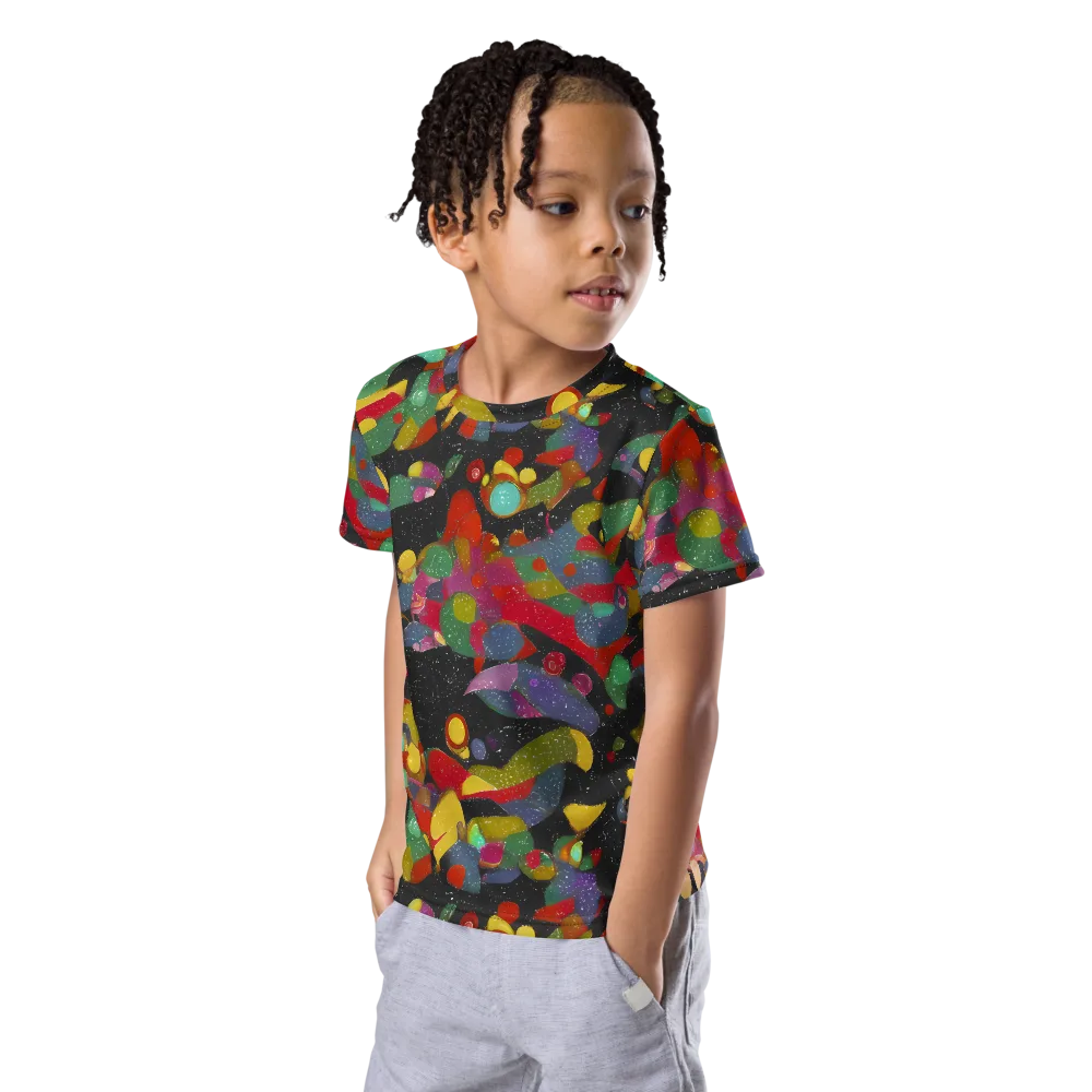 Afterdark Mosaic on Kids Crew Neck T-Shirt — Left Front