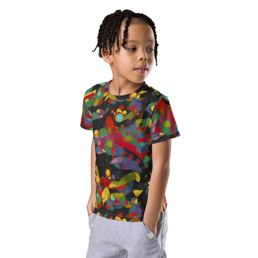 Afterdark Mosaic on Kids Crew Neck T-Shirt — Left Front