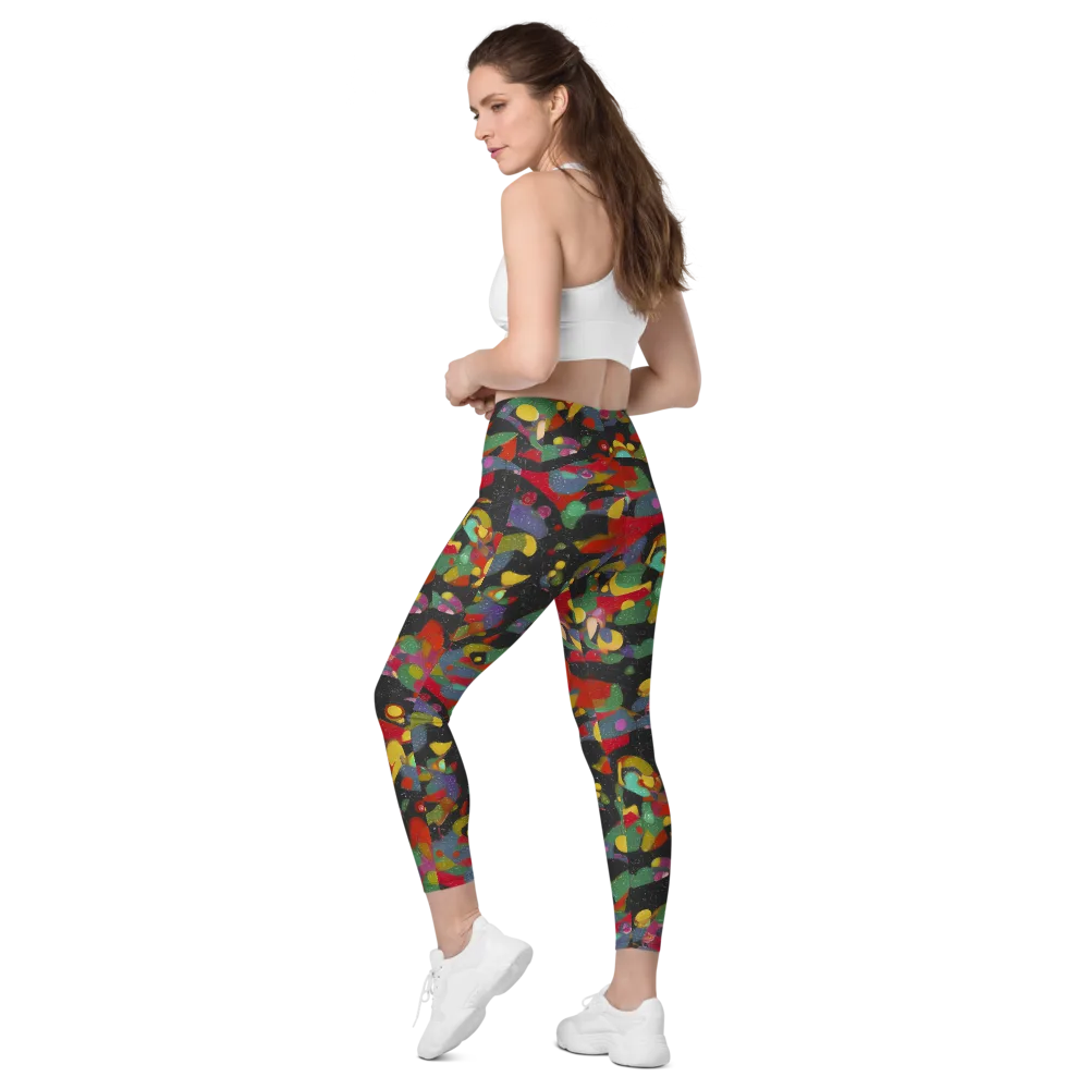 Afterdark Mosaic on Leggings with Pockets — Left Back
