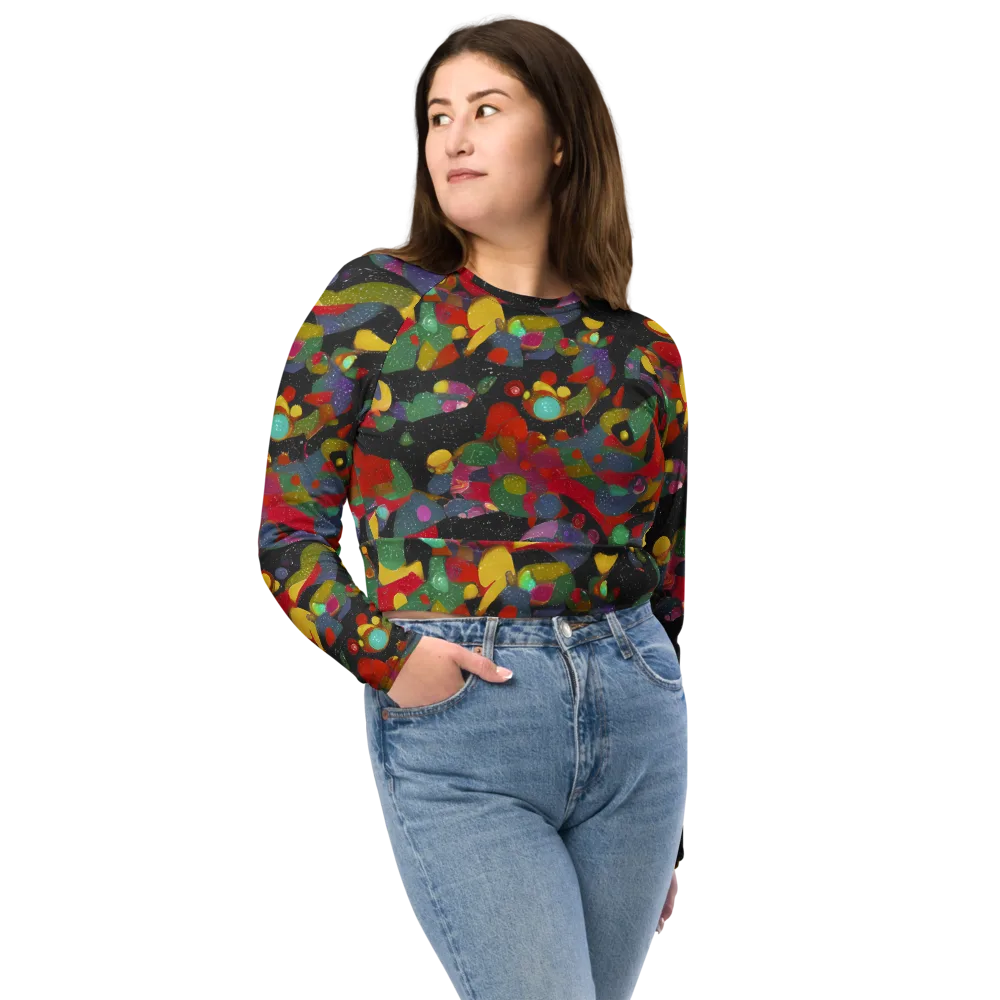 Afterdark Mosaic on Long Sleeve Crop Top — Front