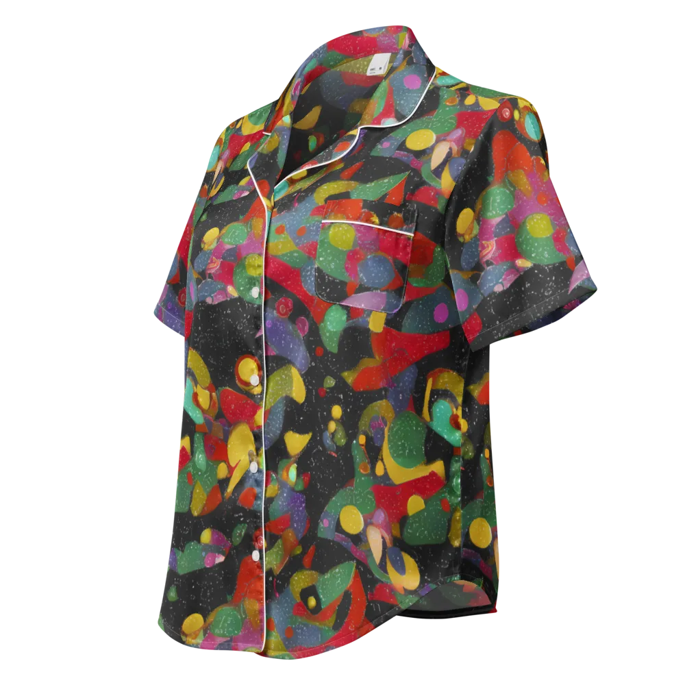 Afterdark Mosaic on Women's Short Sleeve Pajama Top — Left Front