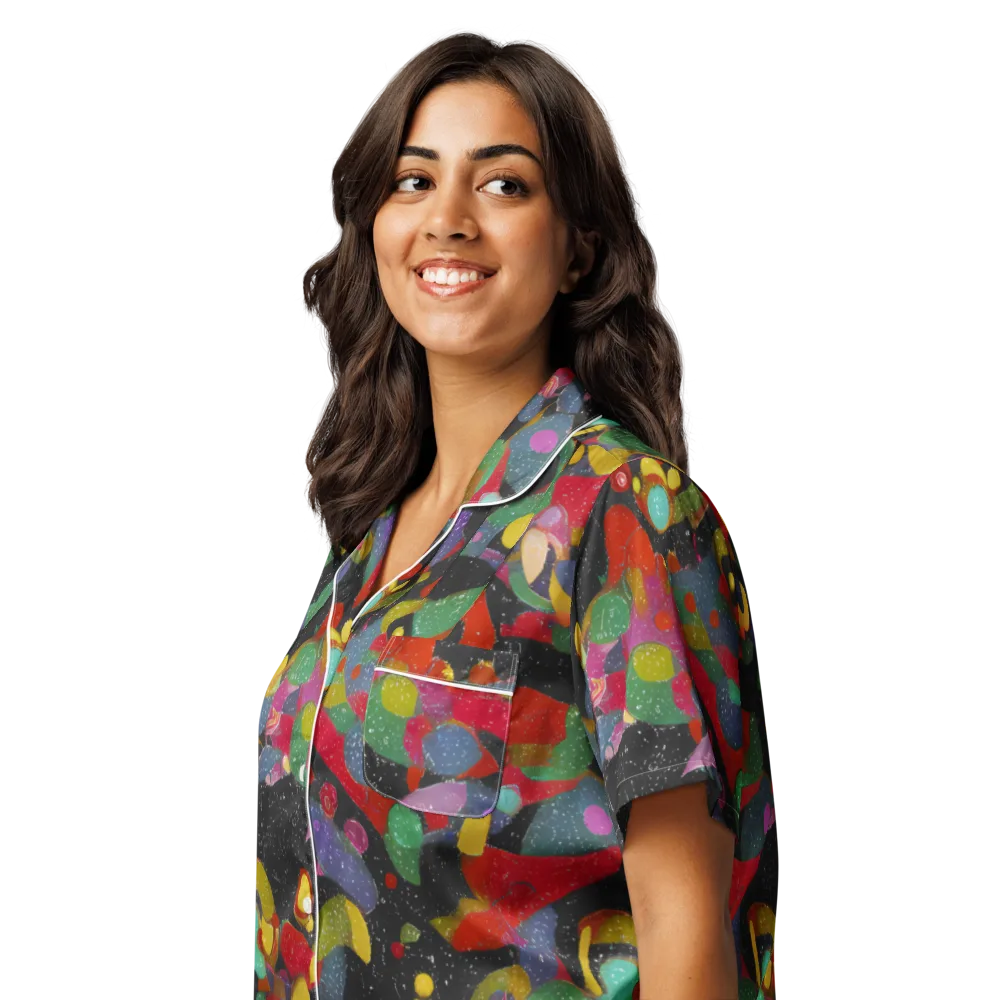 Afterdark Mosaic on Women's Short Sleeve Pajama Top — Left Front
