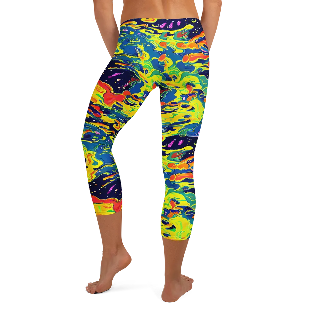 Ultramarine Heat on Capri Leggings — Back