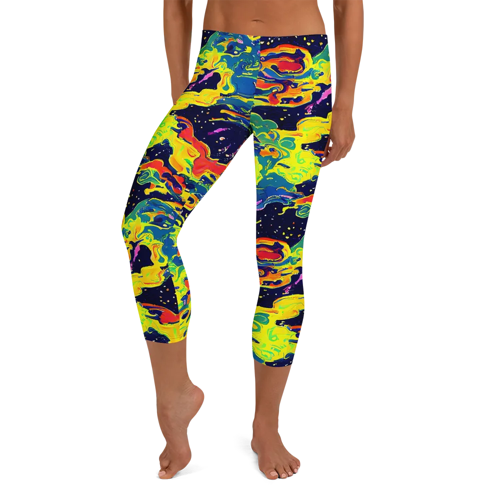 Ultramarine Heat on Capri Leggings — Front