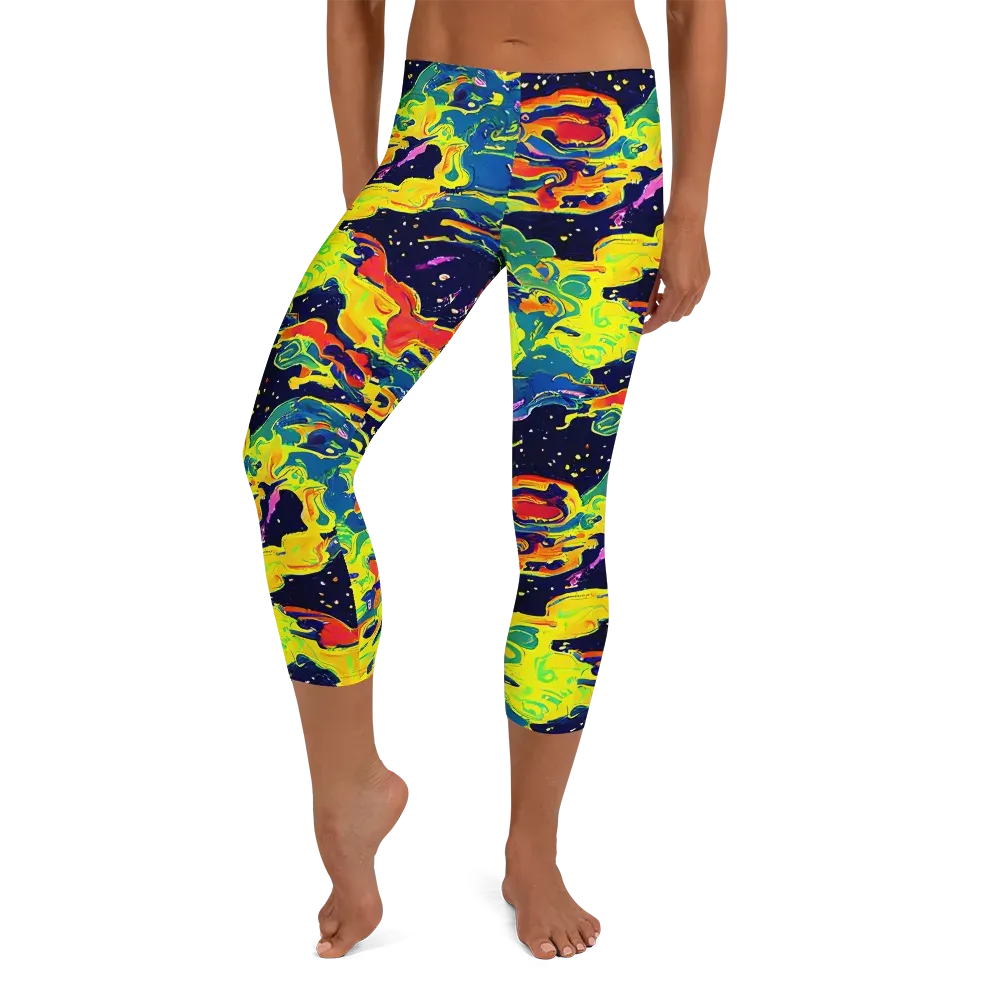 Ultramarine Heat on Capri Leggings — Front