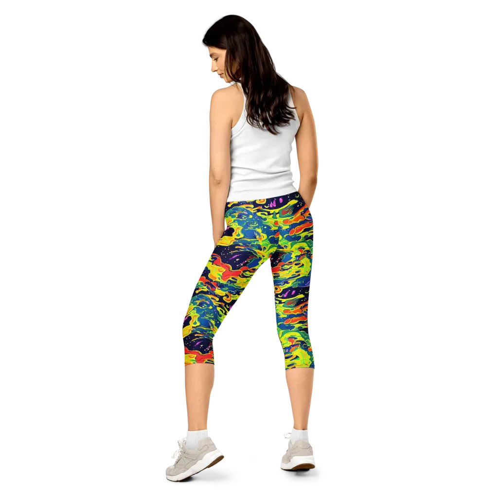 Ultramarine Heat on Capri Leggings — Back