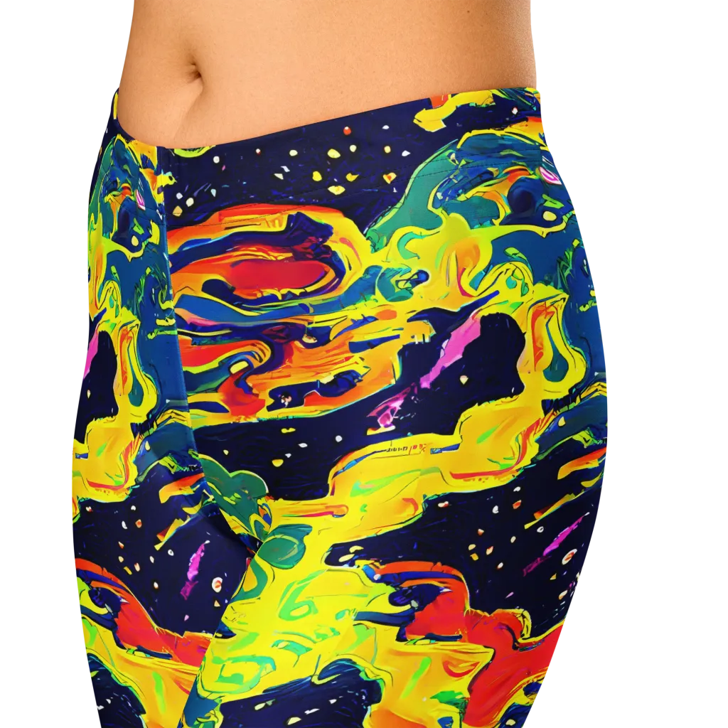 Ultramarine Heat on Capri Leggings — Zoomed-in