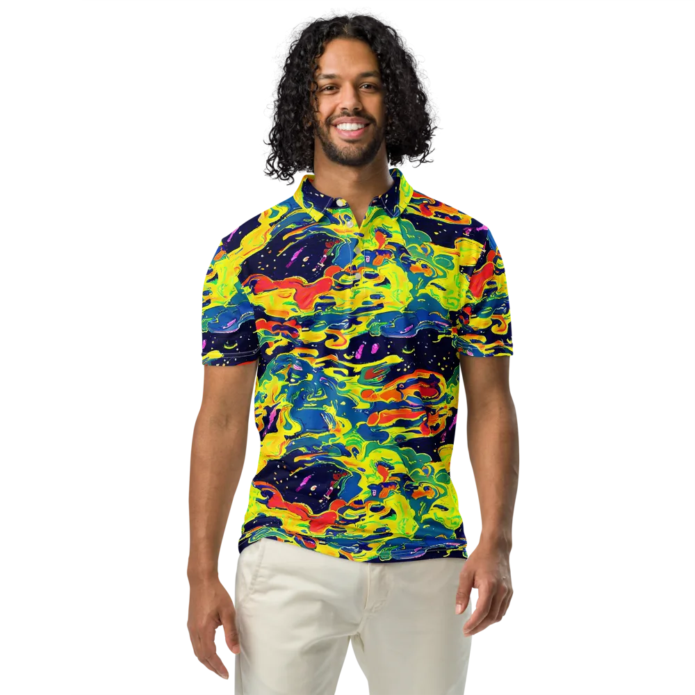 Ultramarine Heat on Men's Slim Fit Polo Shirt — Front