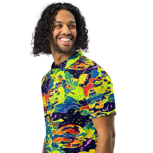 Ultramarine Heat on a Men's Slim Fit Polo Shirt