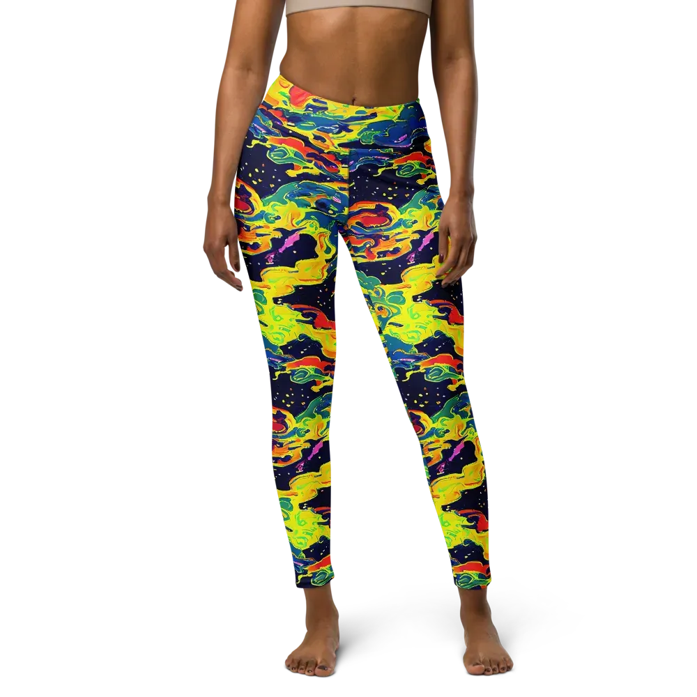 Ultramarine Heat on Yoga Leggings — Front