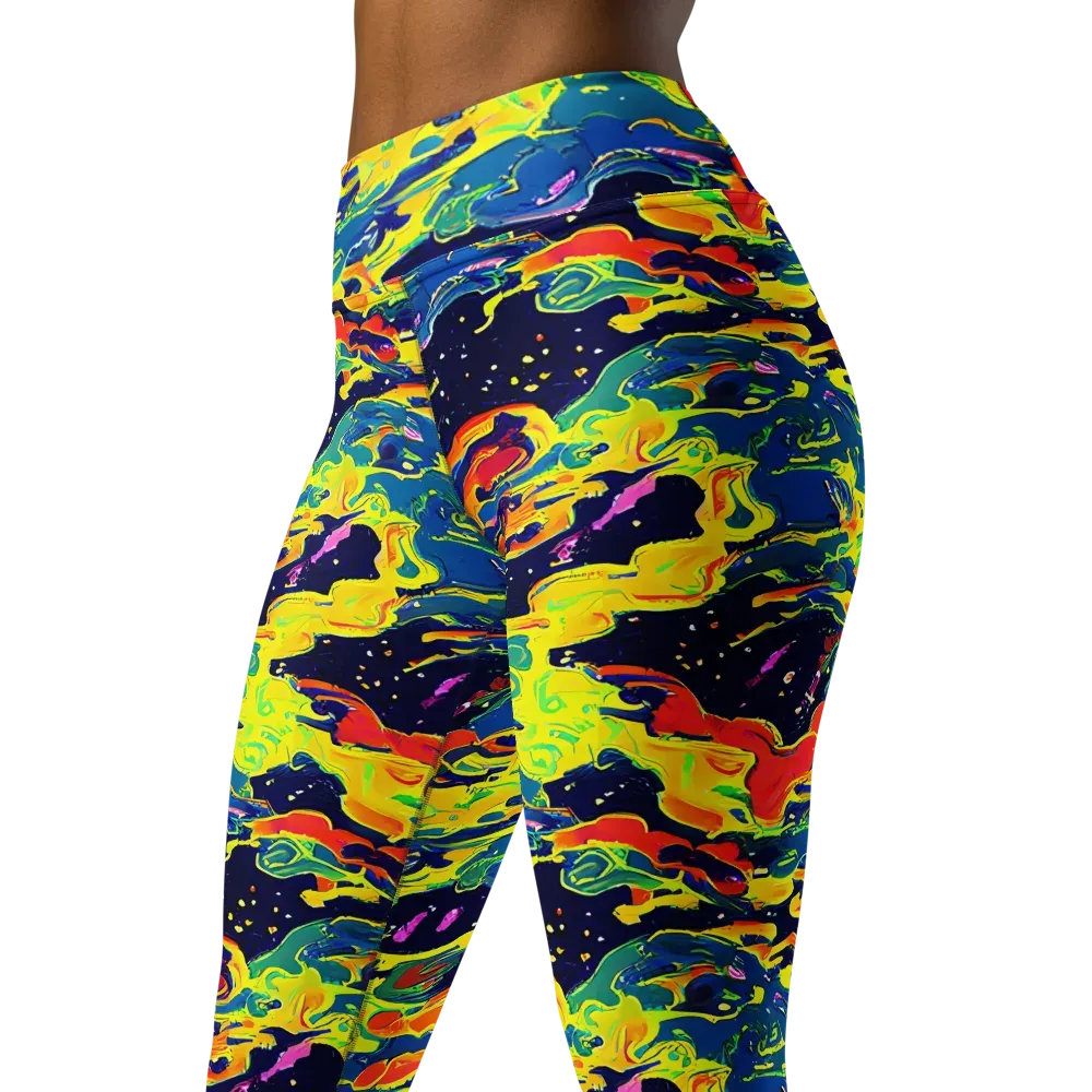 Ultramarine Heat on Yoga Leggings — Left Front