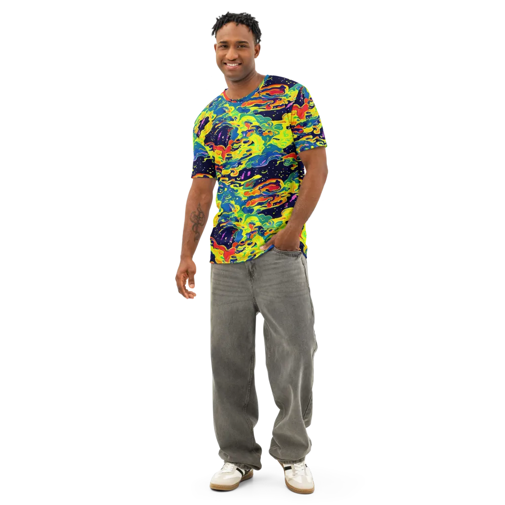 Ultramarine Heat on Men's Cotton Crew Neck T-Shirt — Front
