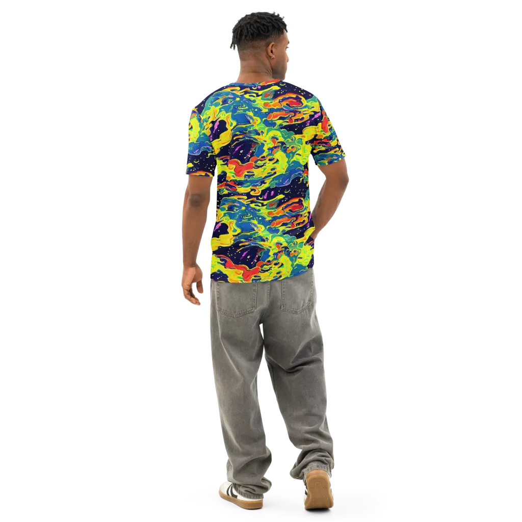 Ultramarine Heat on Men's Cotton Crew Neck T-Shirt — Back