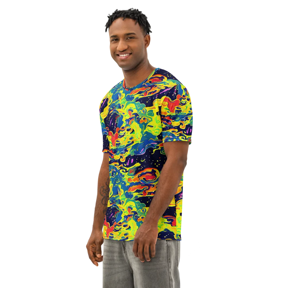 Ultramarine Heat on Men's Cotton Crew Neck T-Shirt — Left Front