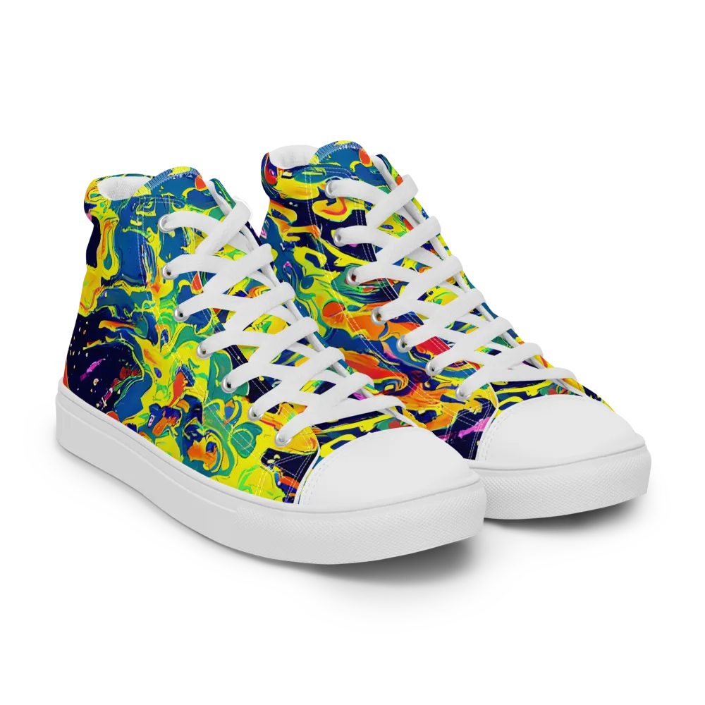 Ultramarine Heat on Men's High Top Canvas Shoes — Right Front