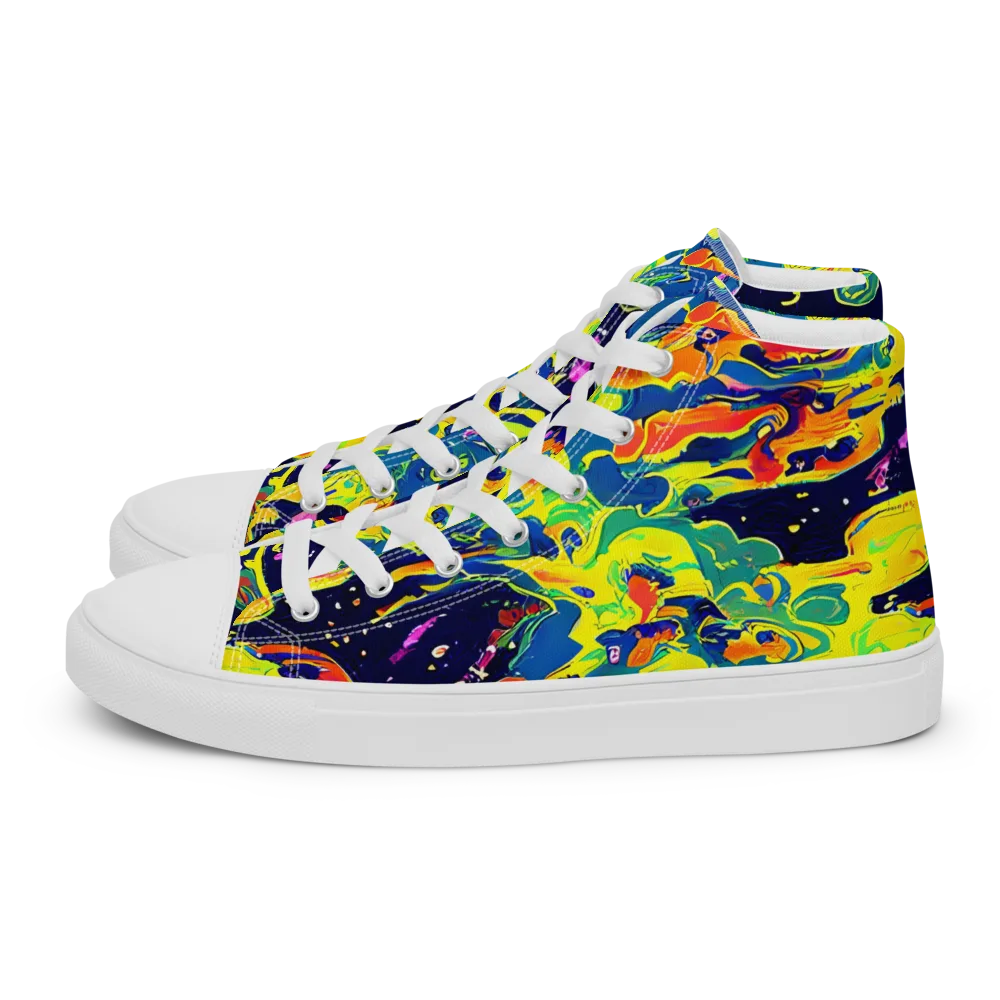 Ultramarine Heat on Men's High Top Canvas Shoes — Left