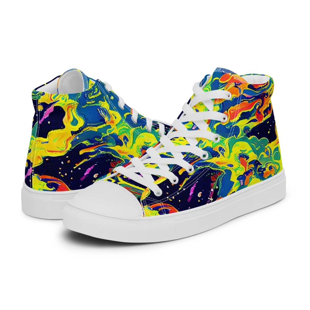 Ultramarine Heat on Men's High Top Canvas Shoes — Left