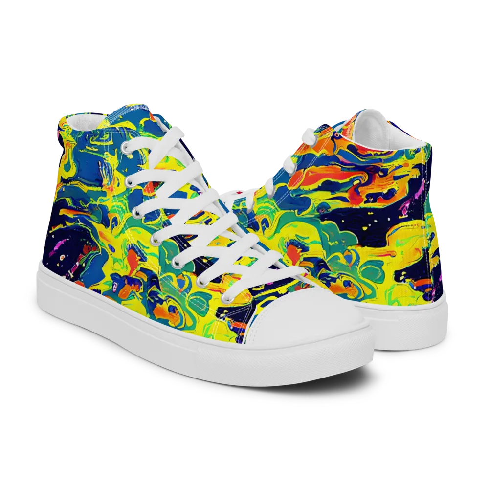 Ultramarine Heat on Men's High Top Canvas Shoes — Right