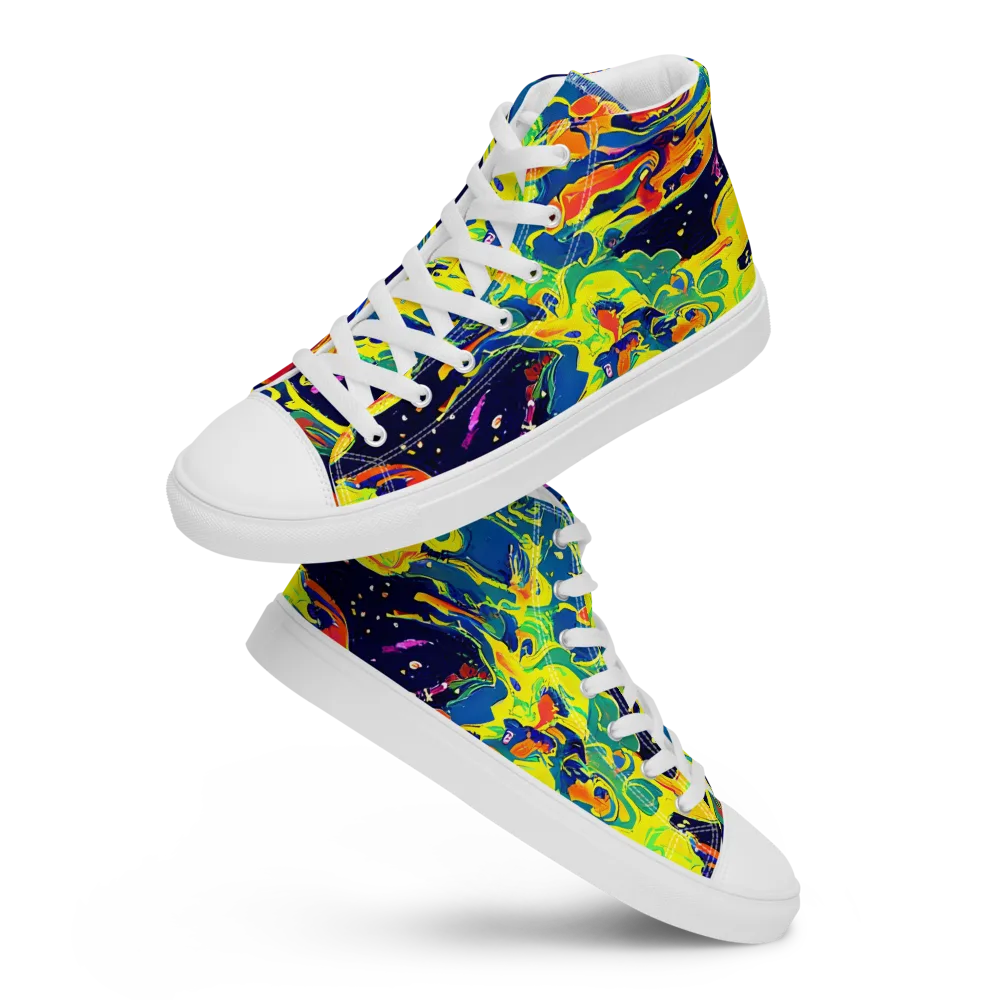 Ultramarine Heat on Men's High Top Canvas Shoes — Front