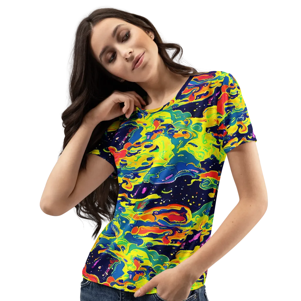 Ultramarine Heat on Women's Crew Neck T-Shirt — Left Front