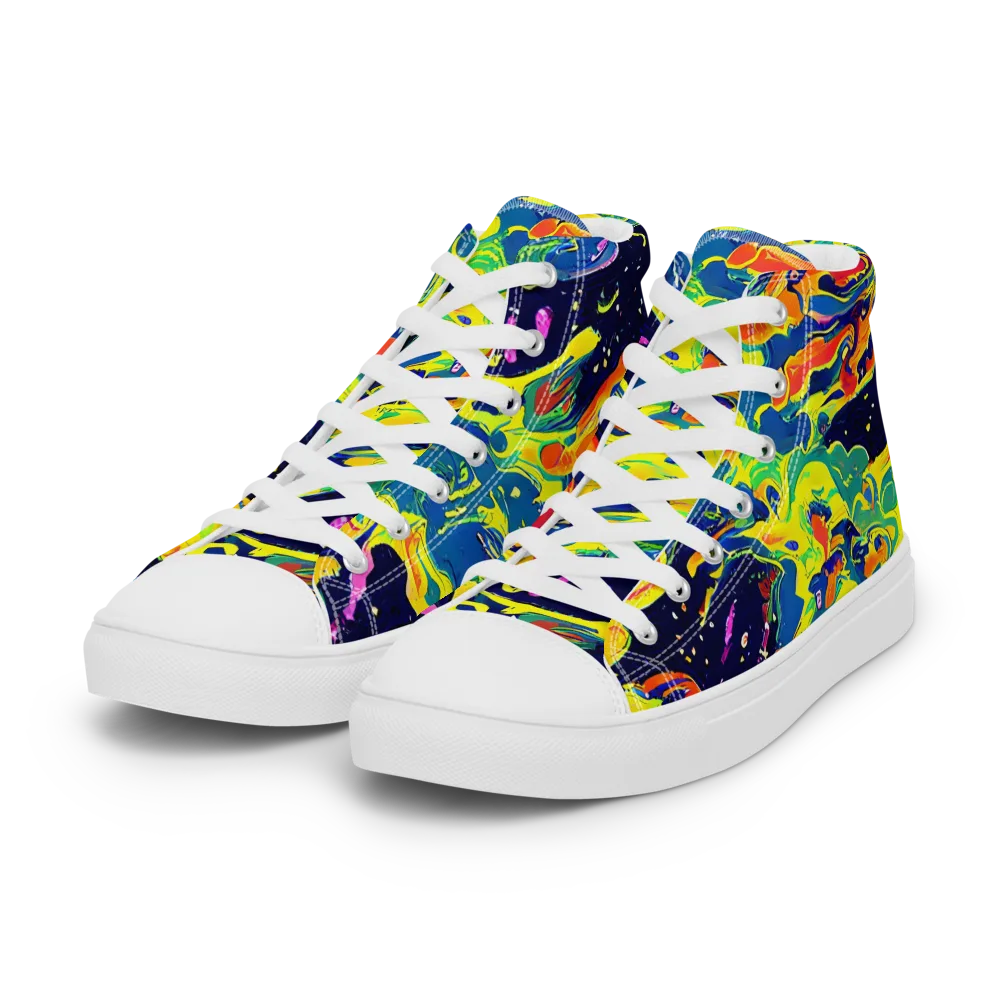 Ultramarine Heat on Women's High Top Canvas Shoes — Left Front
