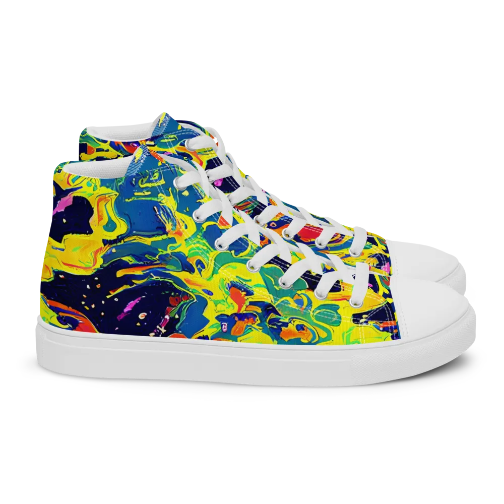 Ultramarine Heat on Women's High Top Canvas Shoes — Right