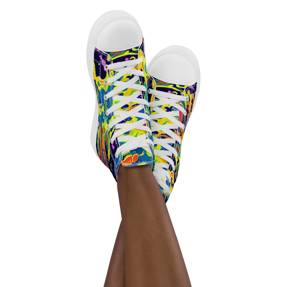 Ultramarine Heat on Women's High Top Canvas Shoes — Front