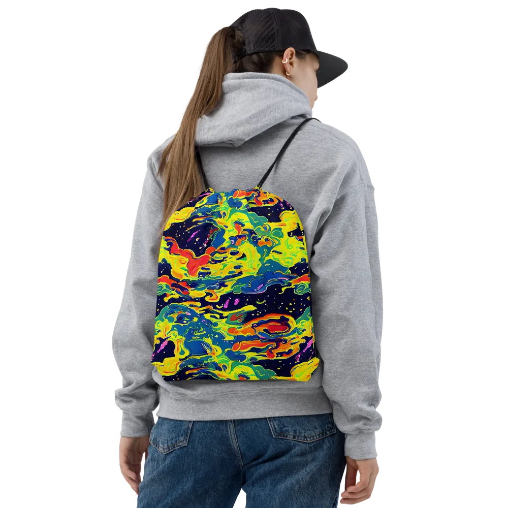 Ultramarine Heat on Drawstring Bag — Front