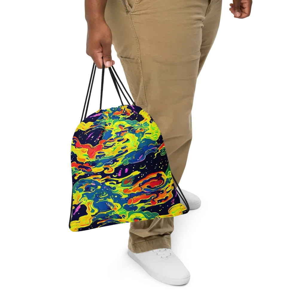 Ultramarine Heat on Drawstring Bag — Front