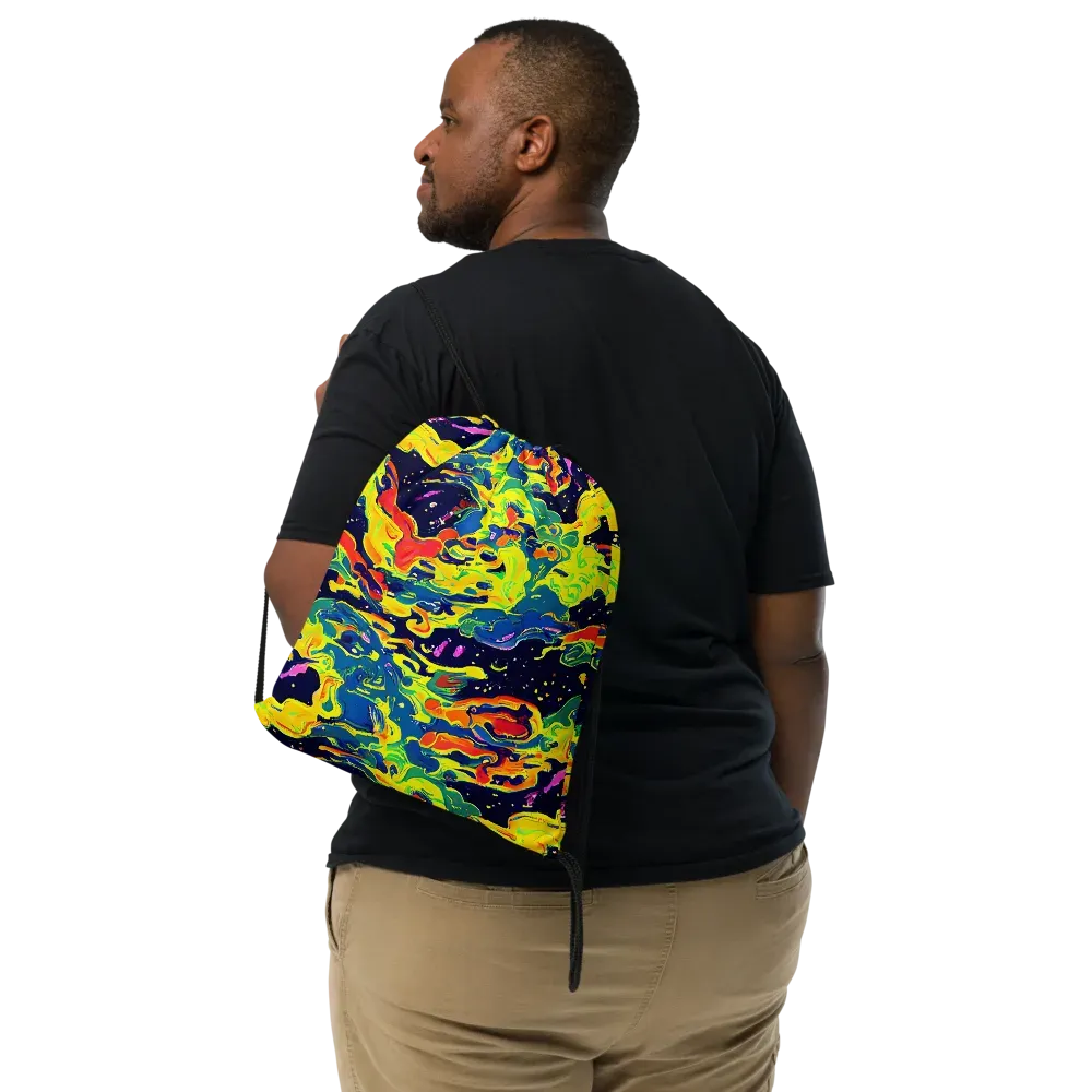 Ultramarine Heat on Drawstring Bag — Front