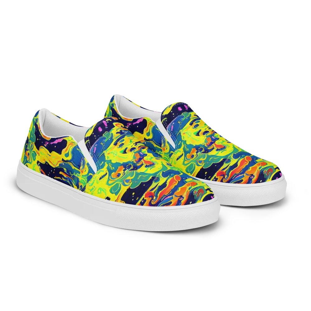 Ultramarine Heat on Women's Slip-On Canvas Shoes — Right Front