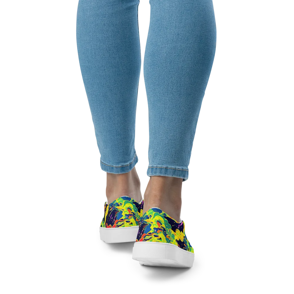 Ultramarine Heat on Women's Slip-On Canvas Shoes — Back