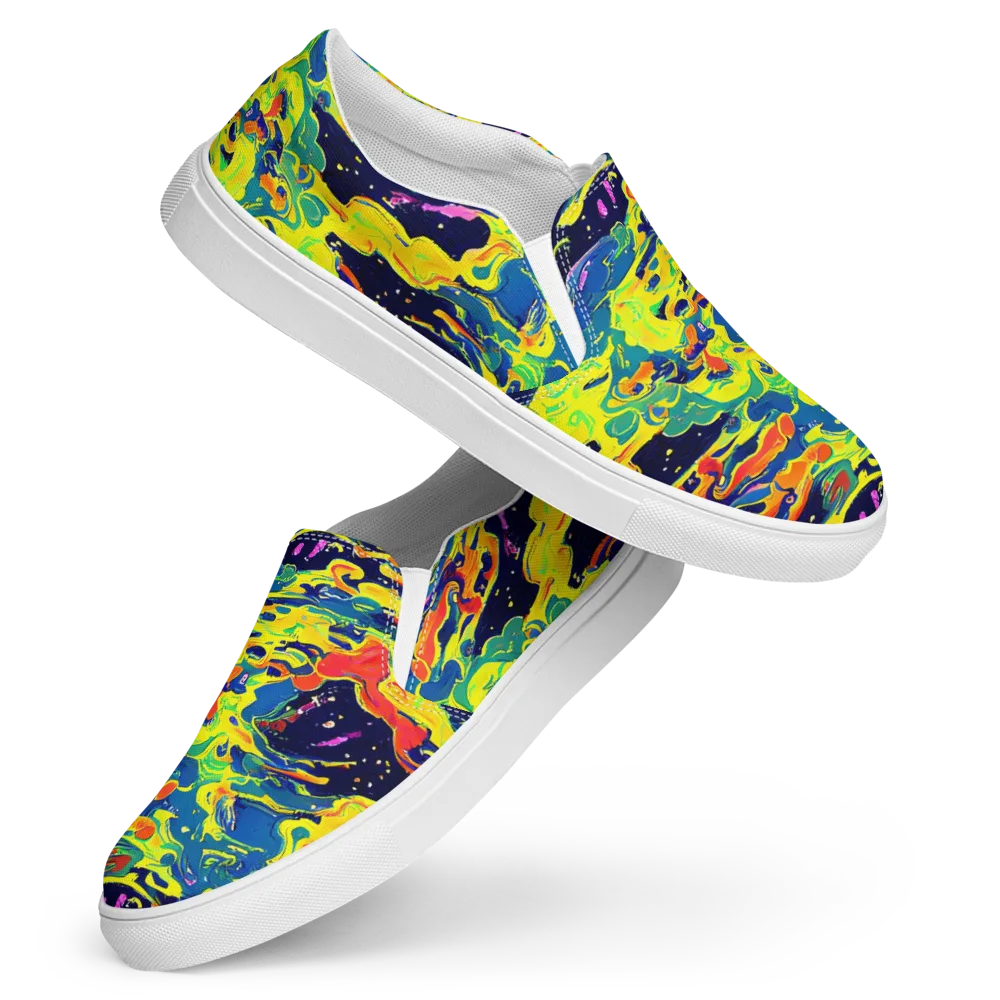 Ultramarine Heat on Women's Slip-On Canvas Shoes — Front