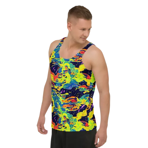 Ultramarine Heat on a Men's Tank Top