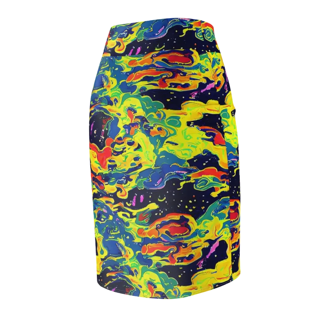 Ultramarine Heat on Pencil Skirt — Back Side