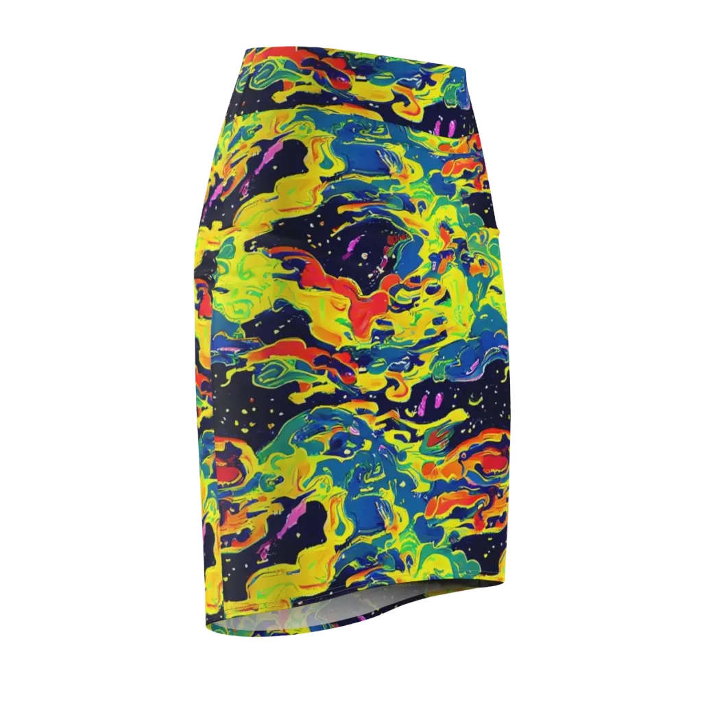 Ultramarine Heat on Pencil Skirt — Front Side